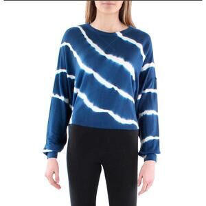 Anthropologie Maronie Womens S Blue Tie Dye Crop Top Long Sleeve E-Girl 90s